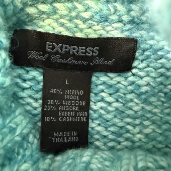 Express Sweater Womens L Turtleneck Cable Knit Wool Cashmere Blend Skiing Winter - Picture 5 of 9